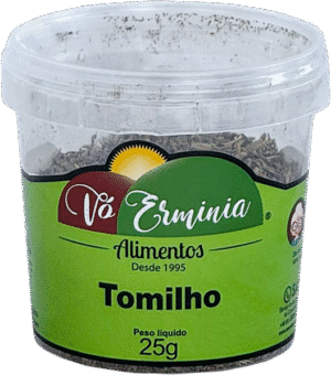 Pote de Tomilho da marca Vó Ermínia, com peso líquido de 25g